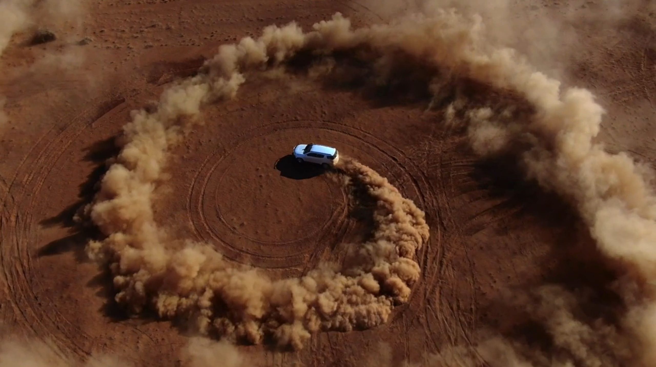 aerial photography car in desert
